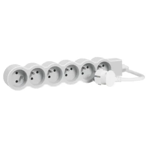 LEGRAND přívod 49494 PRODLUŽ. 6X2P+T 3M BÍLÁ/ŠEDÁ