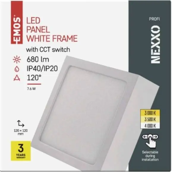 ZM6123 LED přisazené svítidlo NEXXO, čtvercové, bílé, 7,6W, se změnou CCT EMOS Lighting