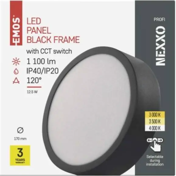 ZM5333 LED přisazené svítidlo NEXXO, kruhové, černé, 12,5W, se změnou CCT EMOS Lighting