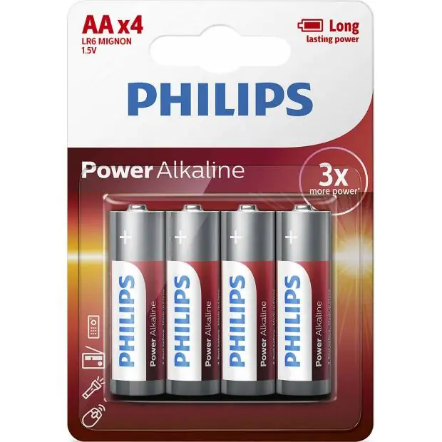 Alkalické tužkové baterie AA LR6P4B/10 Philips