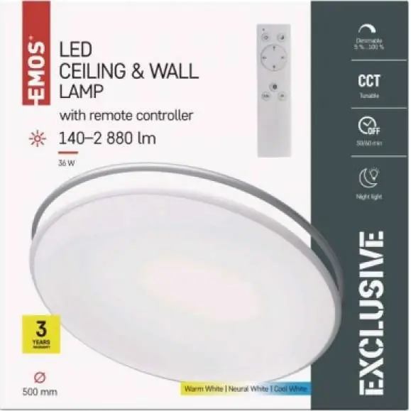 ZM5166 LED přisazené svítidlo, kruhové 36W, stmív. se změnou CCT EMOS Lighting