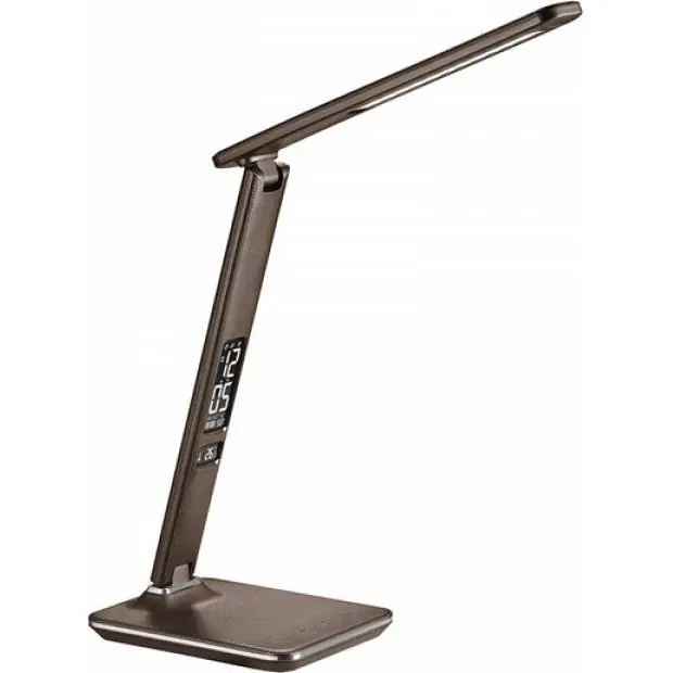 WO45-H LED stolní lampička s displayem, 9W, volba teploty světla, kůže, hnědá Massive
