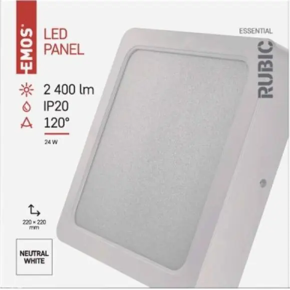 ZM6452 LED přisazené svítidlo RUBIC, čtvercové, 24W neutrální bílá EMOS Lighting