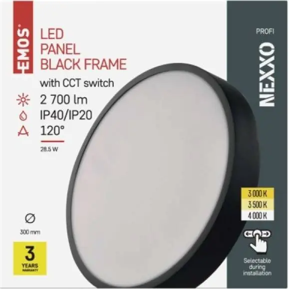 ZM5353 LED přisazené svítidlo NEXXO, kruhové, černé, 28,5W, se změnou CCT EMOS Lighting