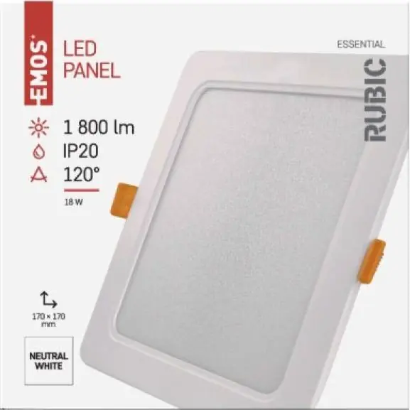 ZD2442 LED vestavné svítidlo RUBIC, čtvercové, 18W neutrální bílá EMOS Lighting