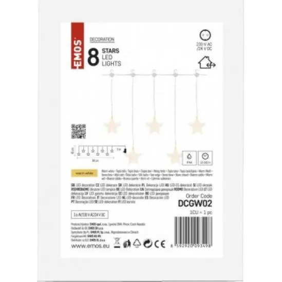 DCGW02 LED vánoční závěs – hvězdy, 45x84 cm, venkovní i vnitřní, teplá bílá EMOS Lighting