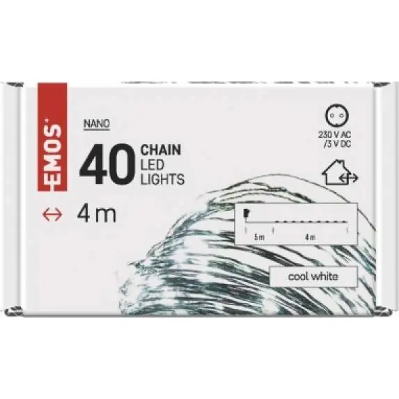 D3AC03 LED vánoční nano řetěz zelený, 4 m, venkovní i vnitřní, studená bílá, časovač EMOS Lighting