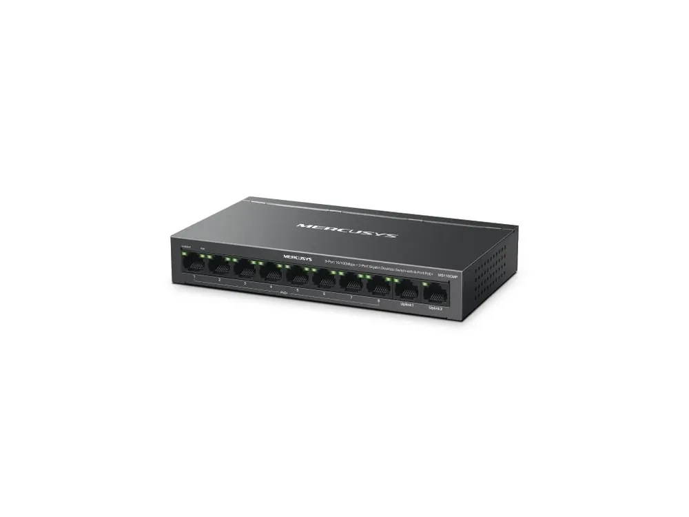 Switch TP-Link Mercusys MS110CMP 2x GLAN, 8x LAN s PoE+, 115W, 52453535